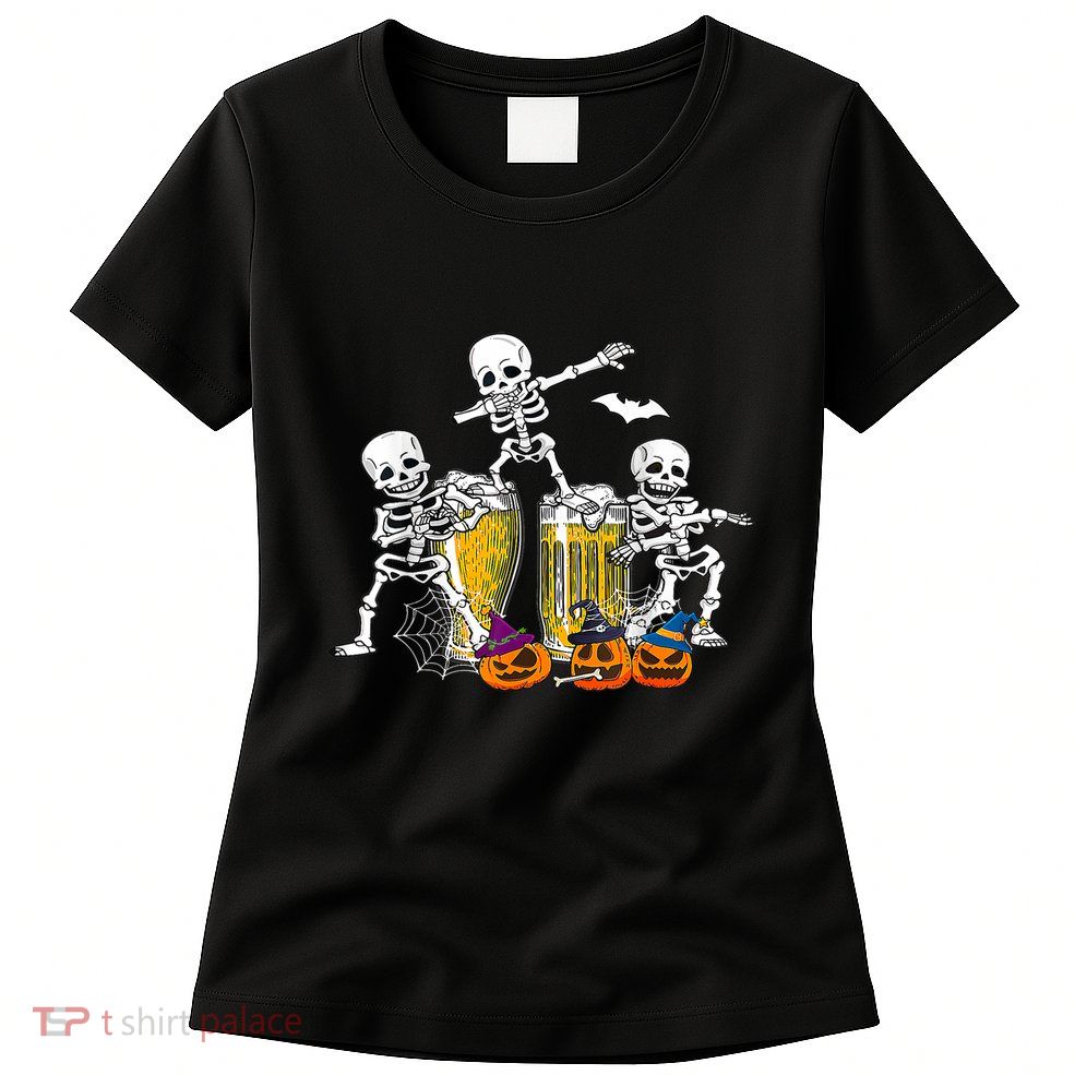 Skeletons Cheers Quirky Beer Halloween Costume Idea Womens T-Shirt