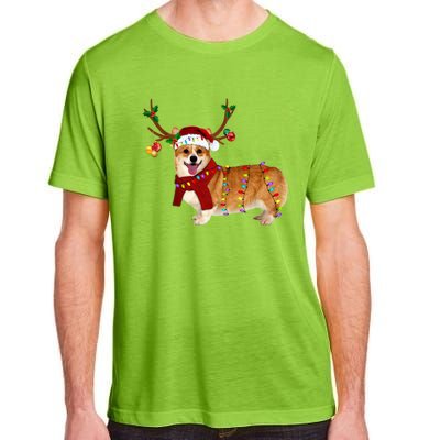 Santa Corgi Reindeer Light Christmas Gift Adult ChromaSoft Performance T-Shirt