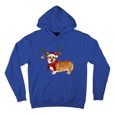 Santa Corgi Reindeer Light Christmas Gift Hoodie