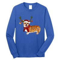 Santa Corgi Reindeer Light Christmas Gift Long Sleeve Shirt