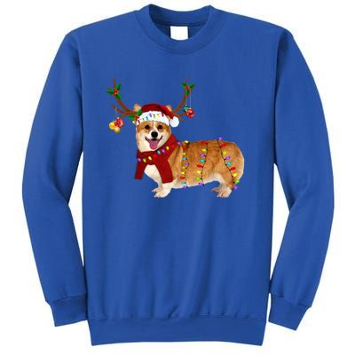 Santa Corgi Reindeer Light Christmas Gift Sweatshirt