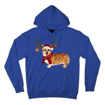 Santa Corgi Reindeer Light Christmas Gift Tall Hoodie