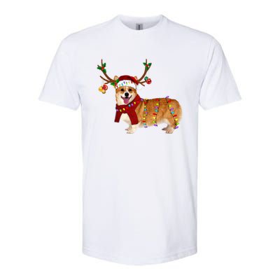 Santa Corgi Reindeer Light Christmas Gift Softstyle CVC T-Shirt