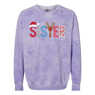 Sister Christmas Reindeer Santa Festive Design Colorblast Crewneck Sweatshirt