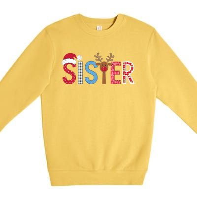 Sister Christmas Reindeer Santa Festive Design Premium Crewneck Sweatshirt