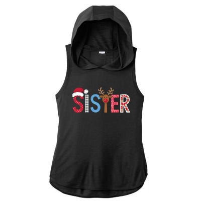 Sister Christmas Reindeer Santa Festive Design Ladies PosiCharge Tri-Blend Wicking Draft Hoodie Tank