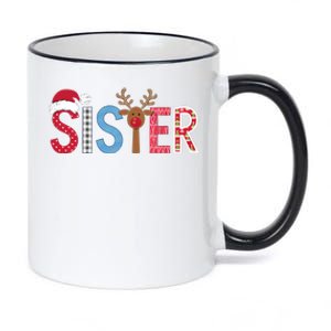 Sister Christmas Reindeer Santa Festive Design 11oz Black Color Changing Mug