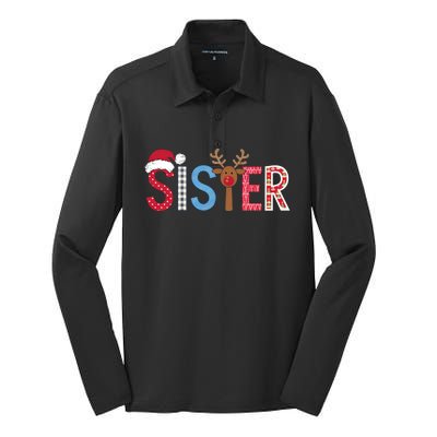 Sister Christmas Reindeer Santa Festive Design Silk Touch Performance Long Sleeve Polo