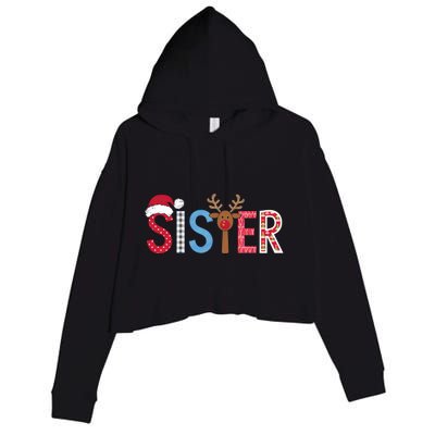 Sister Christmas Reindeer Santa Festive Design Crop Fleece Hoodie