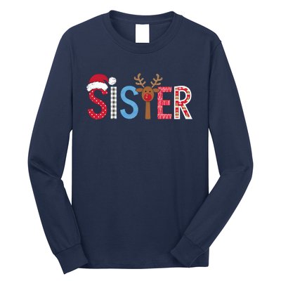 Sister Christmas Reindeer Santa Festive Design Long Sleeve Shirt