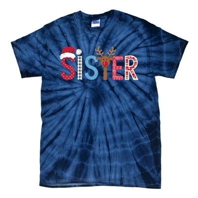 Sister Christmas Reindeer Santa Festive Design Tie-Dye T-Shirt