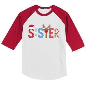 Sister Christmas Reindeer Santa Festive Design Kids Colorblock Raglan Jersey