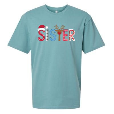 Sister Christmas Reindeer Santa Festive Design Sueded Cloud Jersey T-Shirt