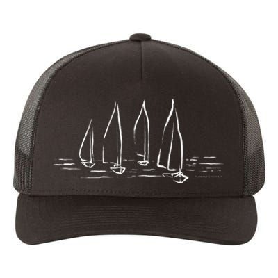 Sailboats Compass Rose Nautical Boating Sailing Yupoong Adult 5-Panel Trucker Hat