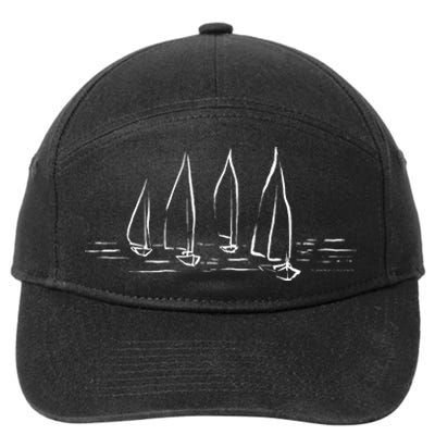 Sailboats Compass Rose Nautical Boating Sailing 7-Panel Snapback Hat