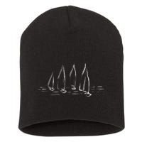 Sailboats Compass Rose Nautical Boating Sailing Short Acrylic Beanie