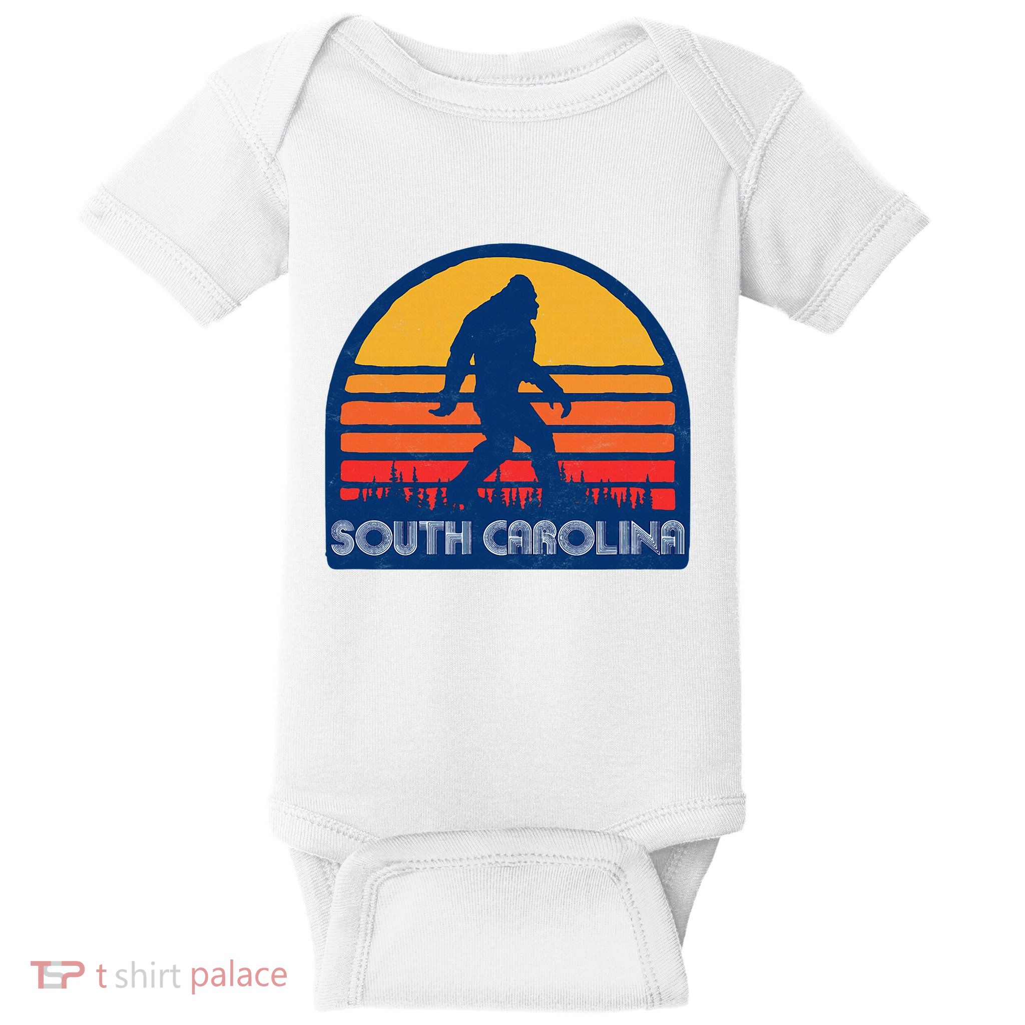 South Carolina Retro Surf Style Bigfoot Sasquatch Baby Bodysuit