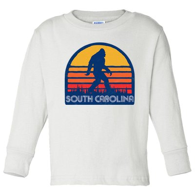 South Carolina Retro Surf Style Bigfoot Sasquatch Toddler Long Sleeve Shirt