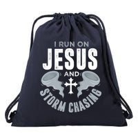 Storm Chaser Run On Jesus And Storm Chasing Tornado Drawstring Bag