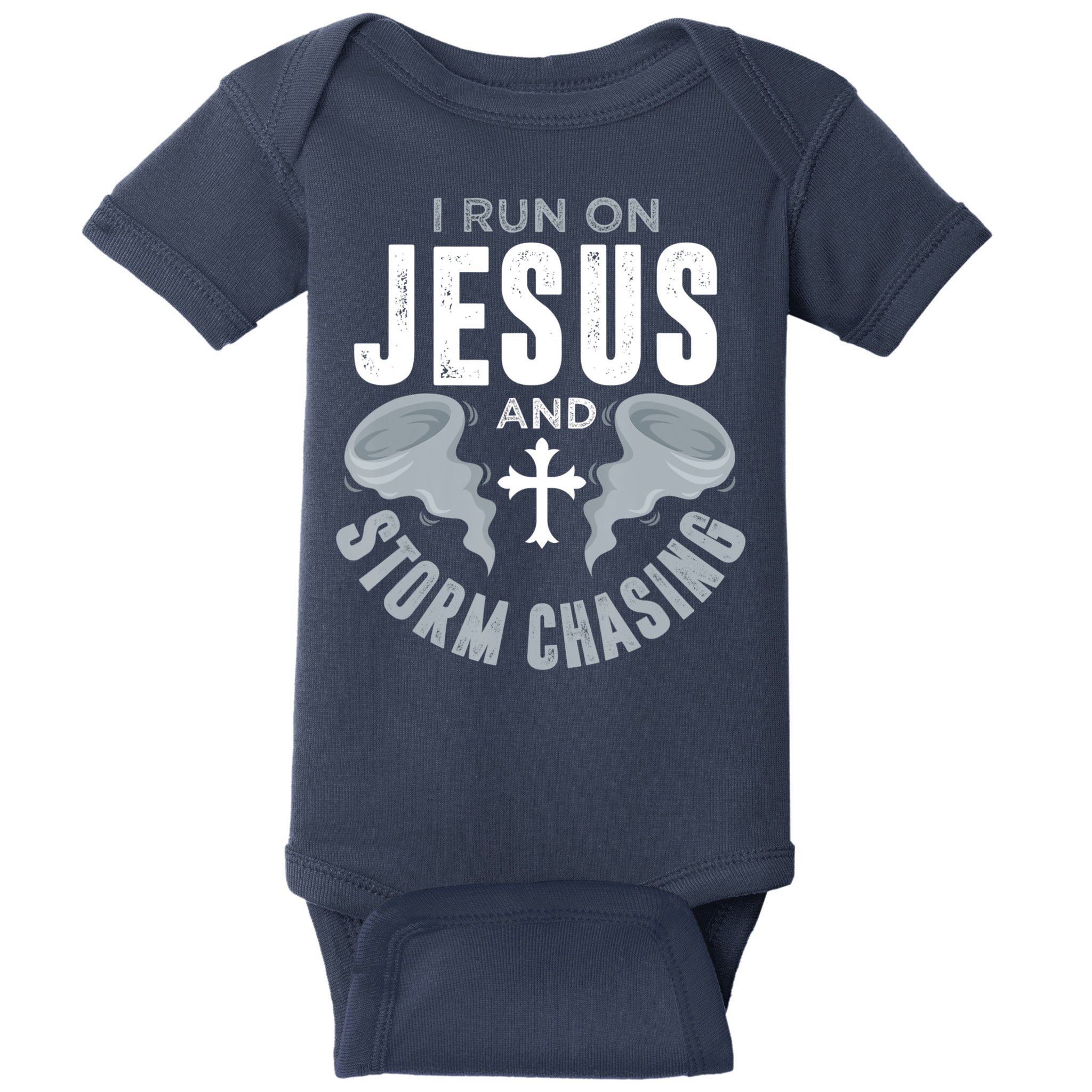 Storm Chaser Run On Jesus And Storm Chasing Tornado Baby Bodysuit
