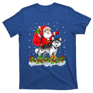 Santa Claus Riding Siberian Husky Dog Christmas Gift T-Shirt