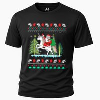 Santa Claus Riding On A Unicorn Ugly Christmas Funny Performance Shirt