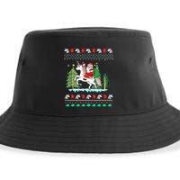 Santa Claus Riding On A Unicorn Ugly Christmas Funny Sustainable Bucket Hat