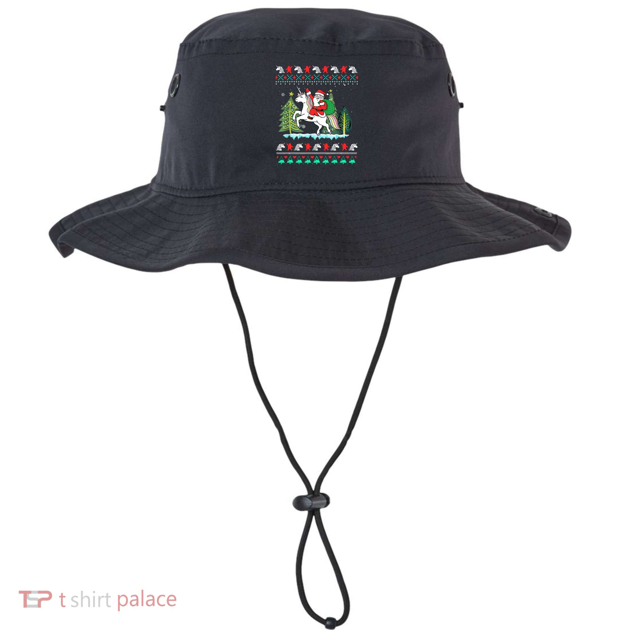 Santa Claus Riding On A Unicorn Ugly Christmas Funny Bucket Hat