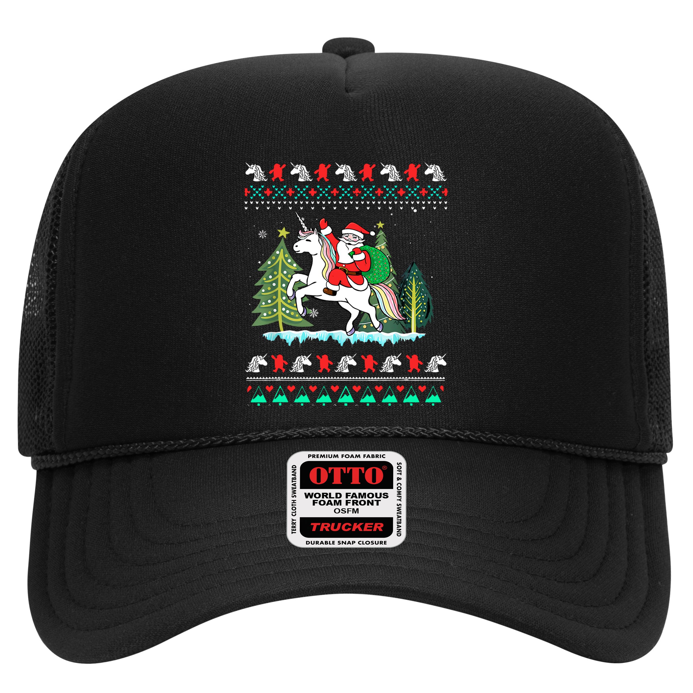 Santa Claus Riding On A Unicorn Ugly Christmas Funny Trucker Hat