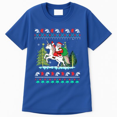 Santa Claus Riding On A Unicorn Ugly Christmas Funny Tall T-Shirt