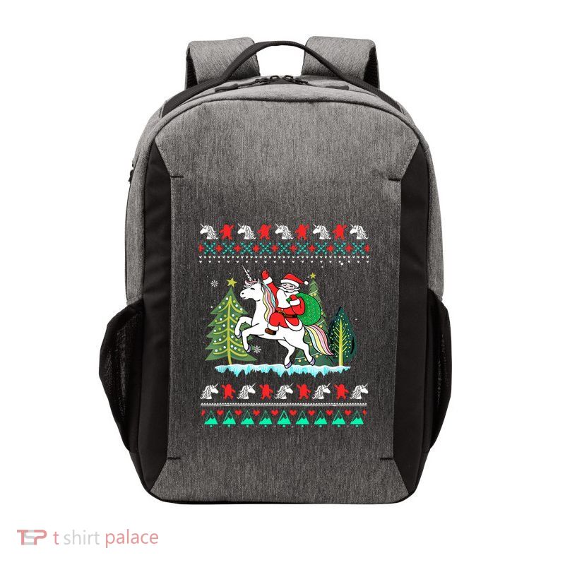 Santa Claus Riding On A Unicorn Ugly Christmas Funny Vector Backpack