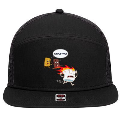 Smores Camping Roasting Outdoor 7 Panel Mesh Trucker Snapback Hat