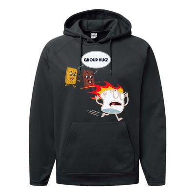 Smores Camping Roasting Outdoor Performance Fleece Hoodie