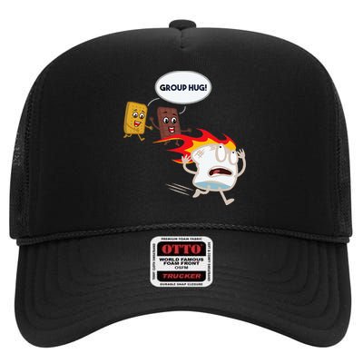 Smores Camping Roasting Outdoor High Crown Mesh Back Trucker Hat