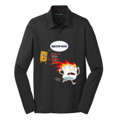 Smores Camping Roasting Outdoor Silk Touch Performance Long Sleeve Polo