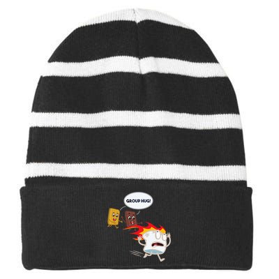 Smores Camping Roasting Outdoor Striped Beanie with Solid Band