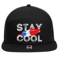 Stay Cool Rocket Pop Red White & Blue Popsicle Summer Gift 7 Panel Mesh Trucker Snapback Hat