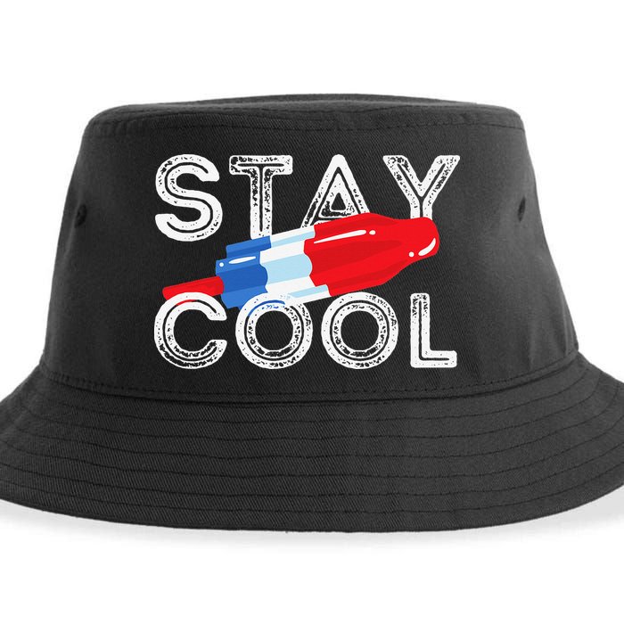 Stay Cool Rocket Pop Red White & Blue Popsicle Summer Gift Sustainable Bucket Hat