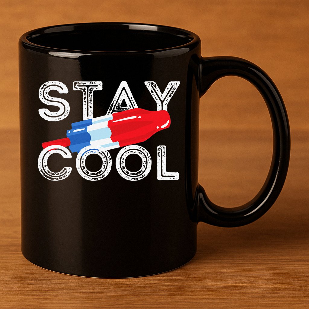 Stay Cool Rocket Pop Red White & Blue Popsicle Summer Gift 11oz C Handle Ceramic Mug