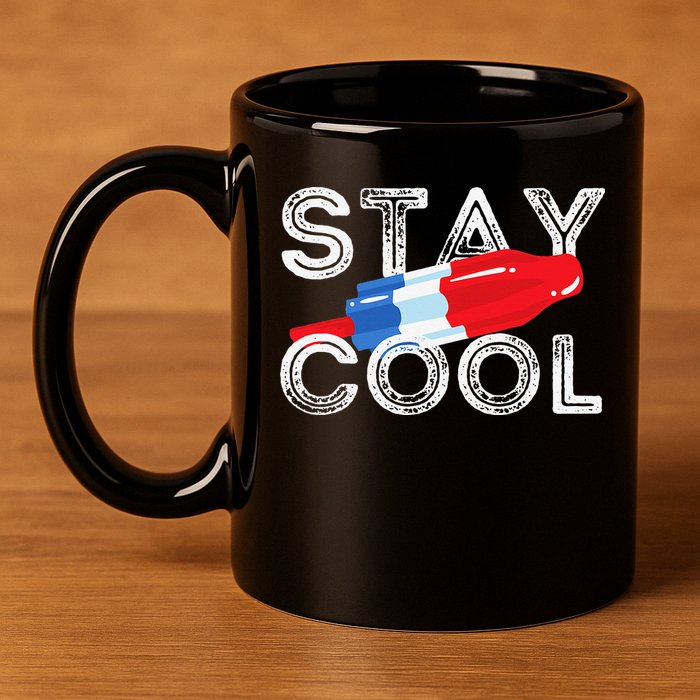 Stay Cool Rocket Pop Red White & Blue Popsicle Summer Gift 11oz C Handle Ceramic Mug