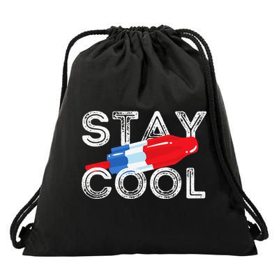 Stay Cool Rocket Pop Red White & Blue Popsicle Summer Gift Drawstring Bag