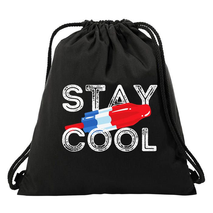 Stay Cool Rocket Pop Red White & Blue Popsicle Summer Gift Drawstring Bag