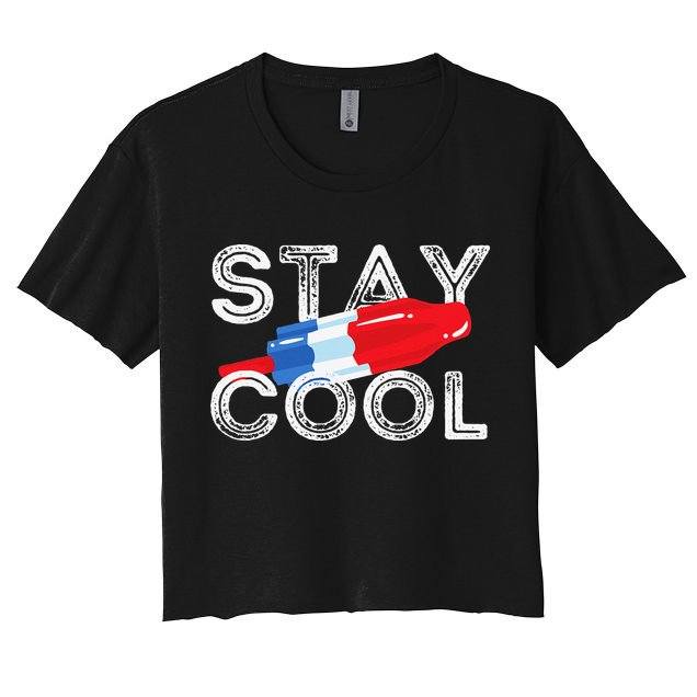 Stay Cool Rocket Pop Red White & Blue Popsicle Summer Gift Crop Top