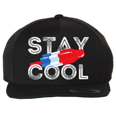 Stay Cool Rocket Pop Red White & Blue Popsicle Summer Gift Wool Snapback Cap