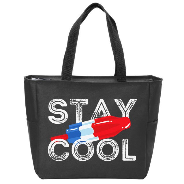 Stay Cool Rocket Pop Red White & Blue Popsicle Summer Gift Zip Tote Bag