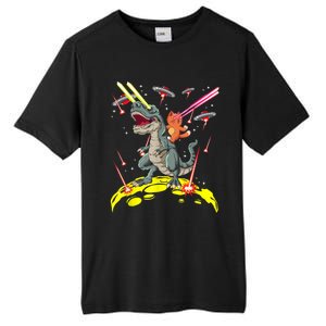 Space Cat Riding Rex Laser Eyes Tall Fusion ChromaSoft Performance T-Shirt