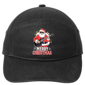 Santa Claus Rock Guitar Merry Christmas 7-Panel Snapback Hat