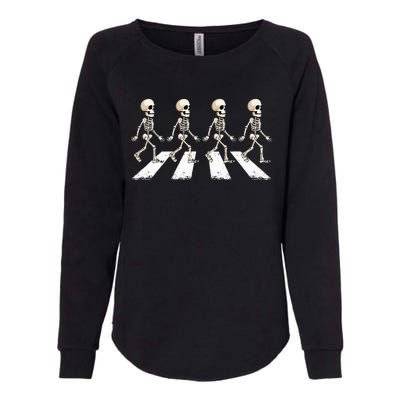 Skeleton Crossing Road Crosswalk Halloween Womens California Wash Sweatshirt