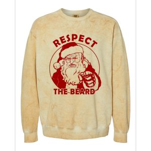 Santa Claus Respect The Beard Funny Christmas Colorblast Crewneck Sweatshirt