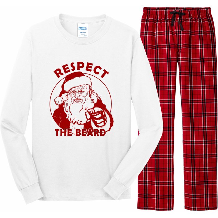 Santa Claus Respect The Beard Funny Christmas Long Sleeve Pajama Set